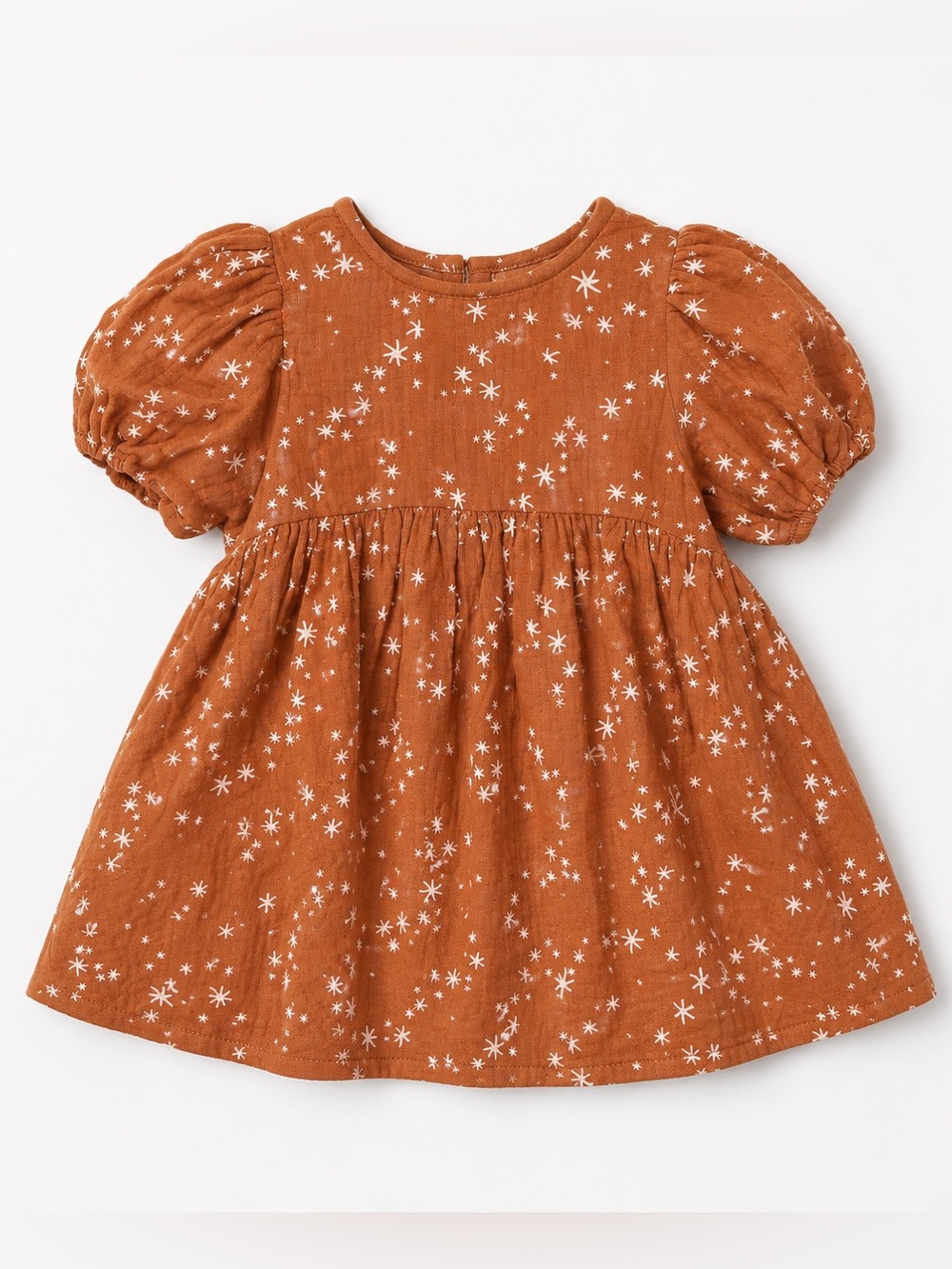 Rylee + Cru Puff Sleeve Star Print Gauzy Cotton Dress